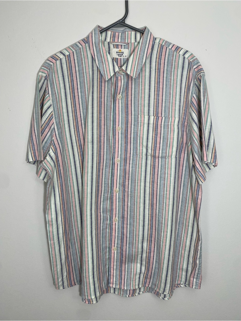 Marine Layer Short-Sleeve Hemp Button-Up Shirt Large